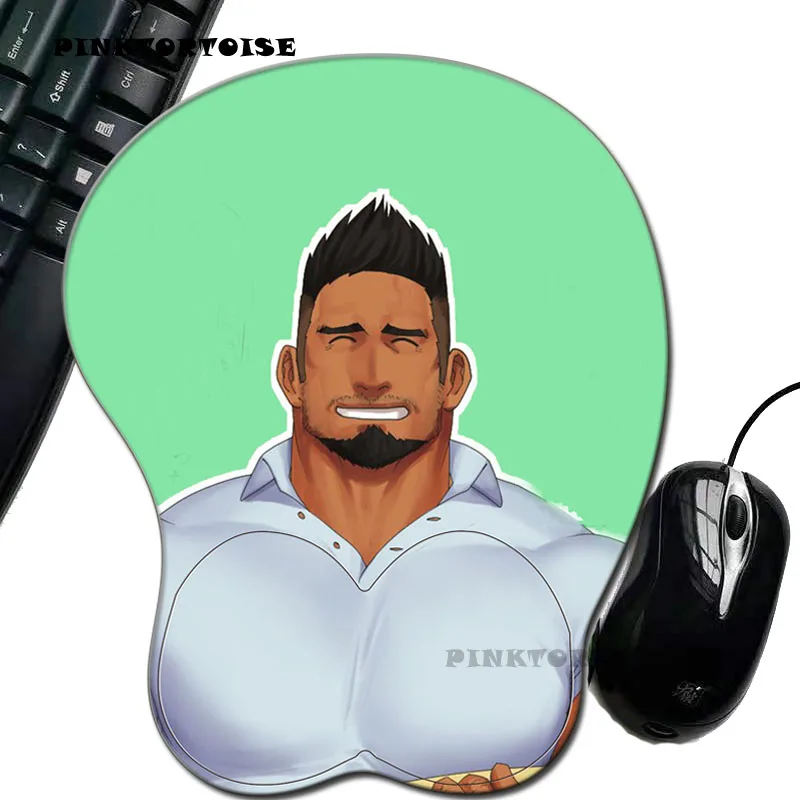 PINKTORTOISE Anime handsome men latest 3D Mouse Pad 3D Soft Chest Mouse Pad Mat Wrist Rest