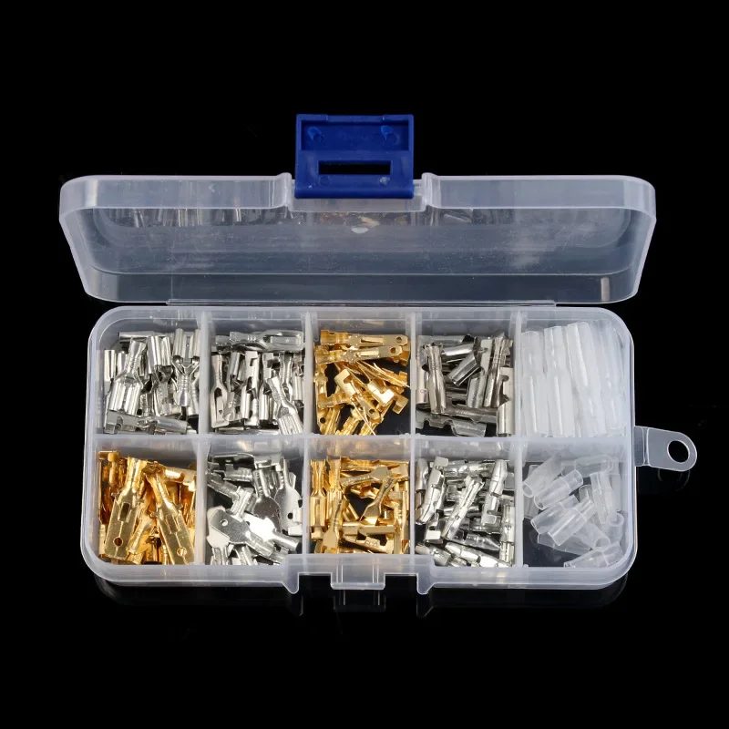 150Pcs Insulated Electrical Wire Crimp Terminals 2.8/4/4.8/6.3mm Male Female Spade Auto Insulating Sleeve Kit Blocks