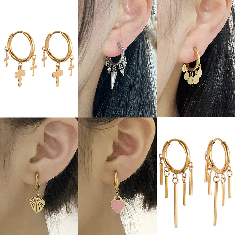 Gancho de acero inoxidable para la oreja, pendientes de aro con cierre, suministros para hacer joyas, accesorios, 10 a 50 unidades por lote