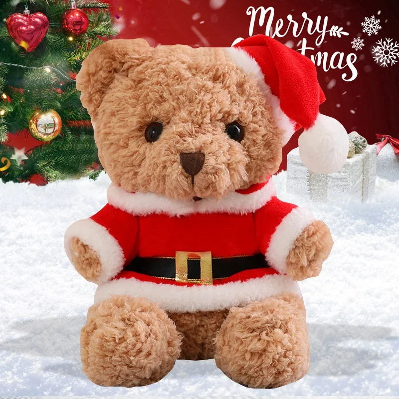 

Super Cute Christmas Dressing Teddy Bear Kawaii Plushie Stuffed Animals Plushies Doll Christmas Scarf Decor Children Xmas Gifts