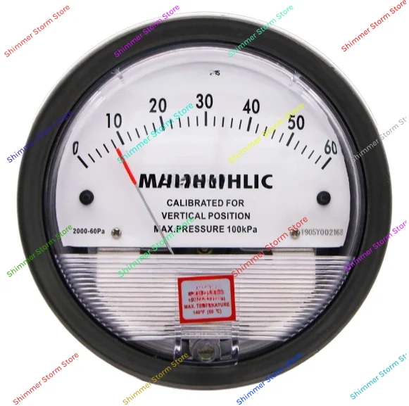 Micro Differential Pressure Gauge/Precision Pressure Gauge/differential Pressure Gauge Round Pointer 0-60pa High Precision