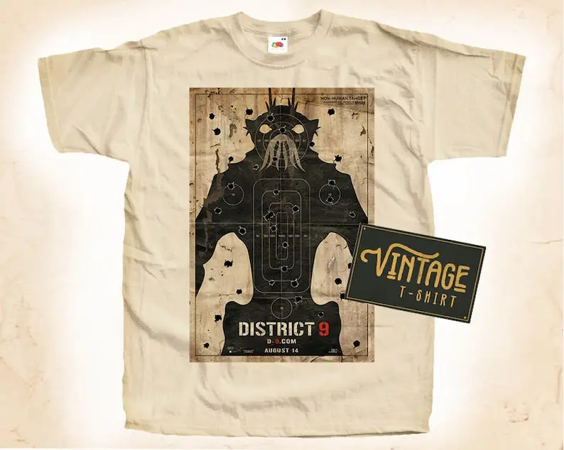 

DISTRICT 9 ver.2 T shirt Tee Natural Vintage Cotton Movie Poster All Sizes