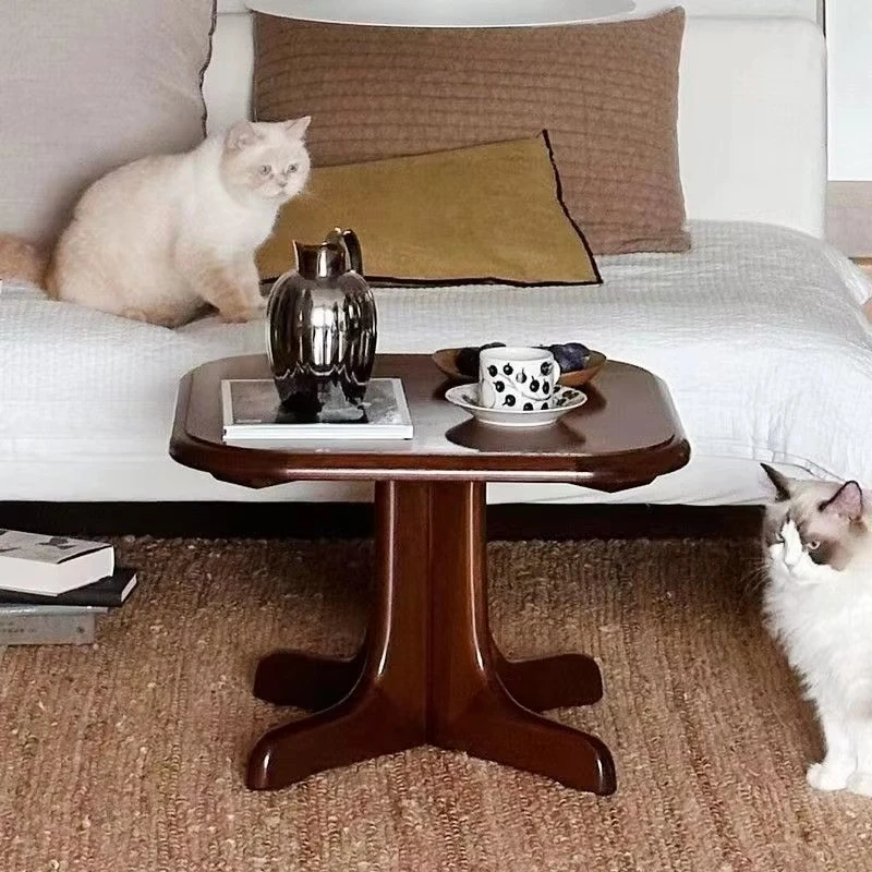 Wabi-sabi style solid wood coffee table living room round coffee table home furniture retro and simple