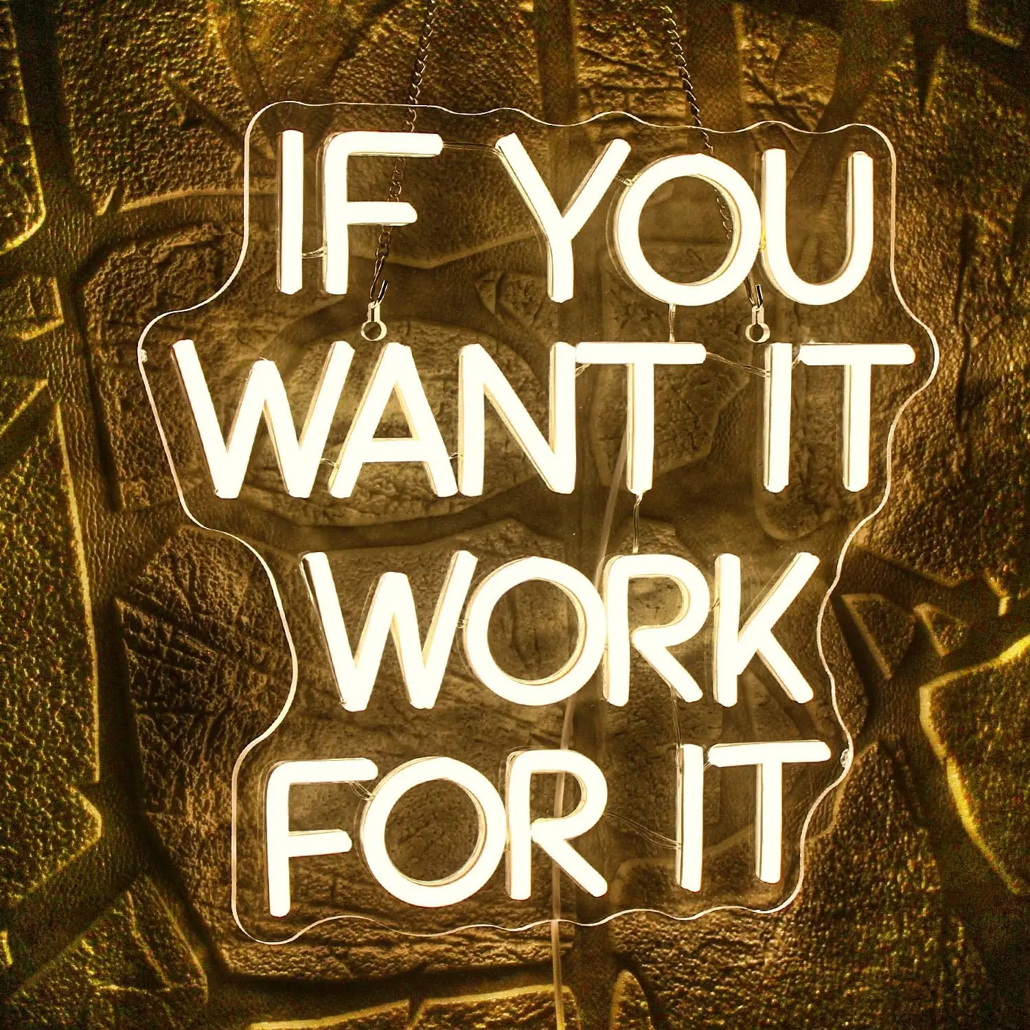 If You Want It Work For It Neon Sign Adjustable Brightness for Wall Decor Connectivity Via USB Licked Neon Light for Bedroom Hom
