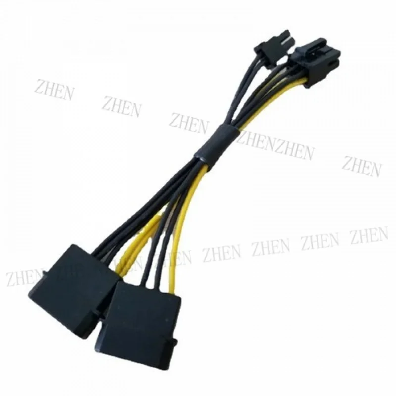 Y Y Dual 4Pin IDE Molex to PCI Express Display Card GPU 8Pin Power Supply Cable 15CM