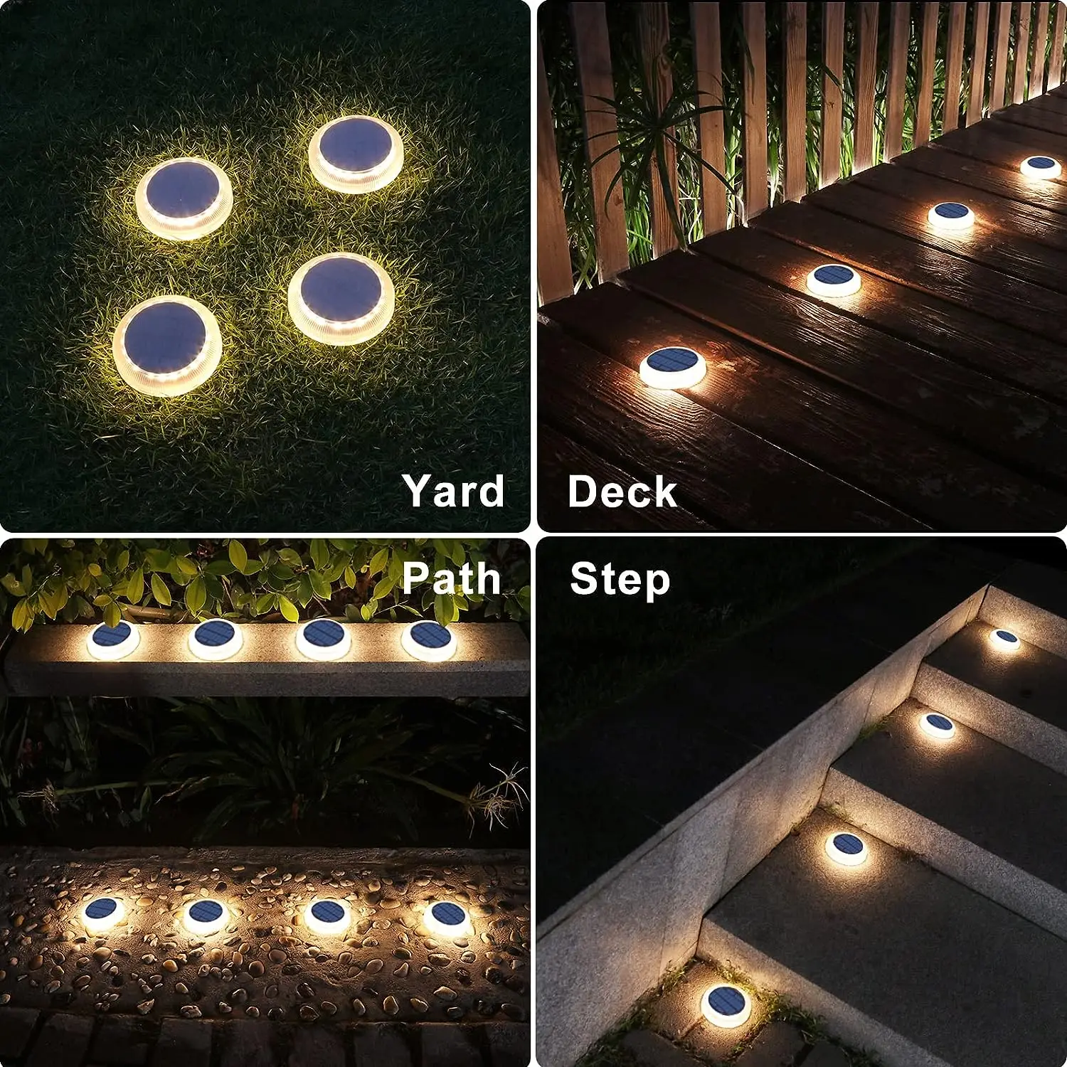 6 Packs Solar Driveway Lights Solar Dock Lights Blue Solar Deck Lights Outdoor IP68 Waterproof, Stick on for Step Pool Pathway