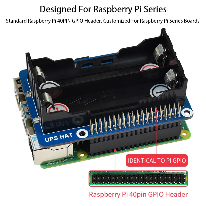 Imagem -03 - Dixsg-fonte de Alimentação Ininterrupta para Raspberry pi Ups Hat Estável 5v Saída Usb Aviso de Bateria para Raspberry pi 3b +