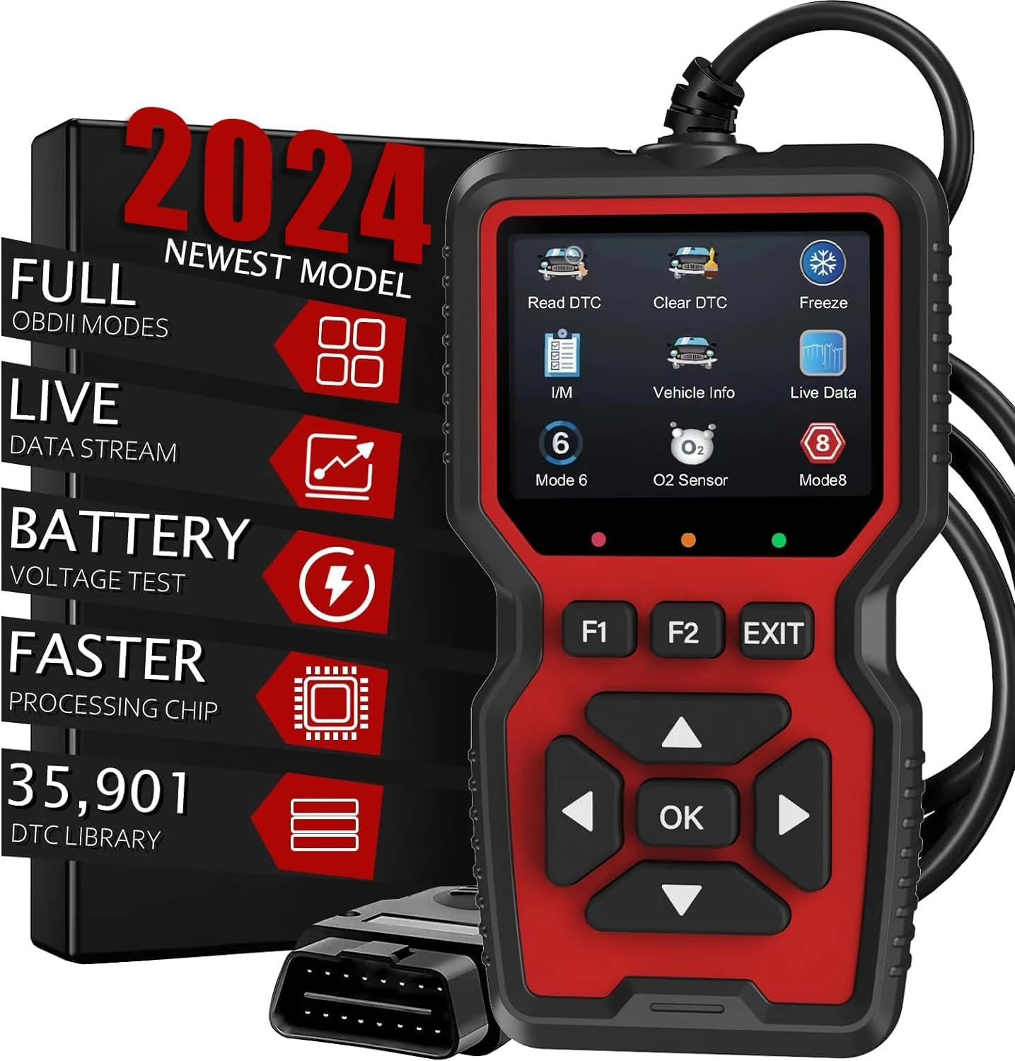 

OBD2 Scanner Diagnostic Tool Check Engine Code Reader OBD2 Scanner with Reset, 6, 8 & I/M Readiness, Auto Check Engine Li