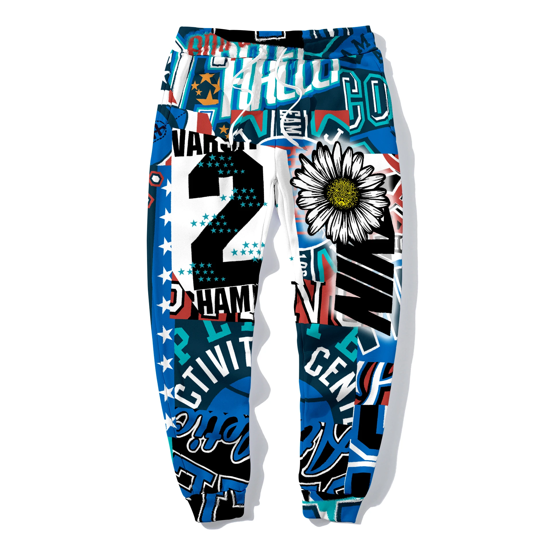 Spring and Autumn Hot selling New Cartoon Letter Graffiti 3D Digital Printing Fashion Youth Men and Women Casual Hip Hop Pants