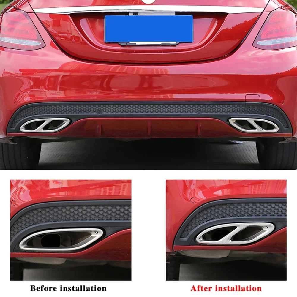 For Mercedes Benz W204 W205 W212 W213 W176 X253 GLC GLA universal exhaust pipe case Car exhaust tip muffler pipe cover trim