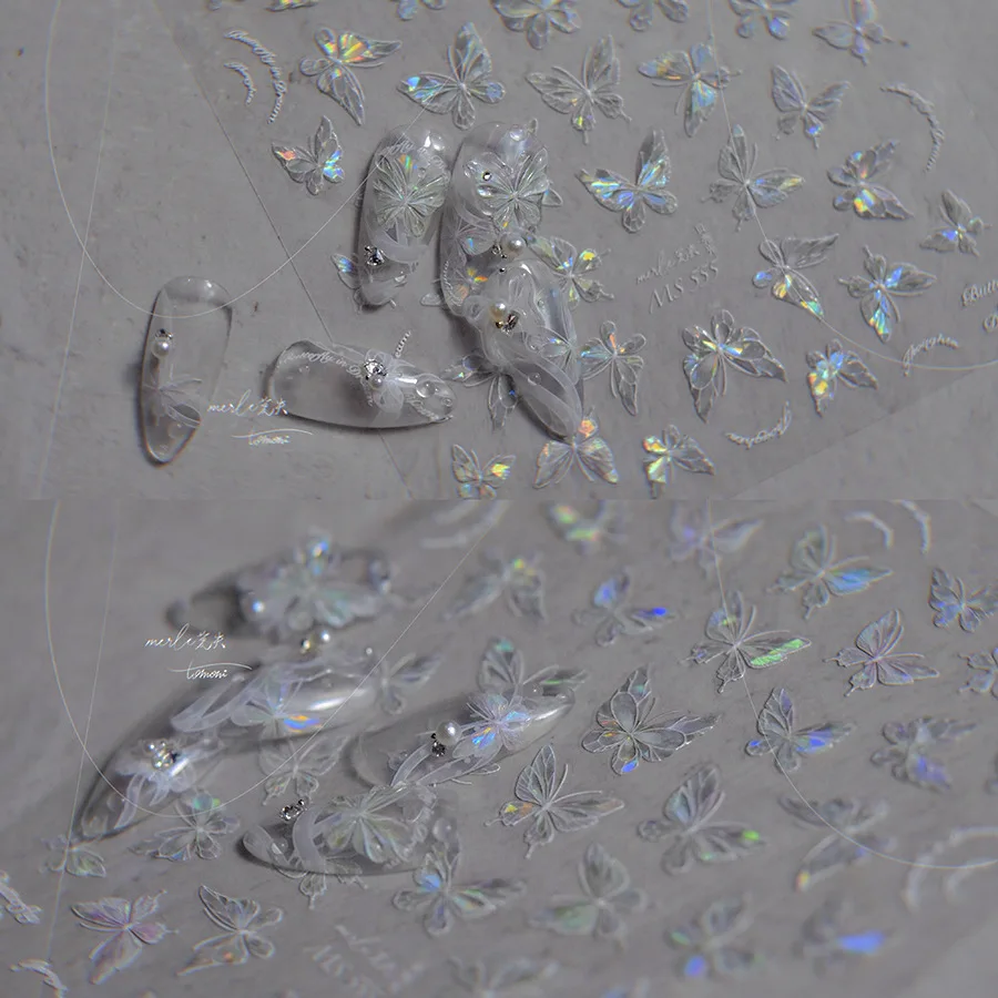 

Блестящие наклейки-бабочки для ногтей 5D, светящиеся стикеры для нейл-арта, самоклеящиеся аксессуары для ногтей, DIY