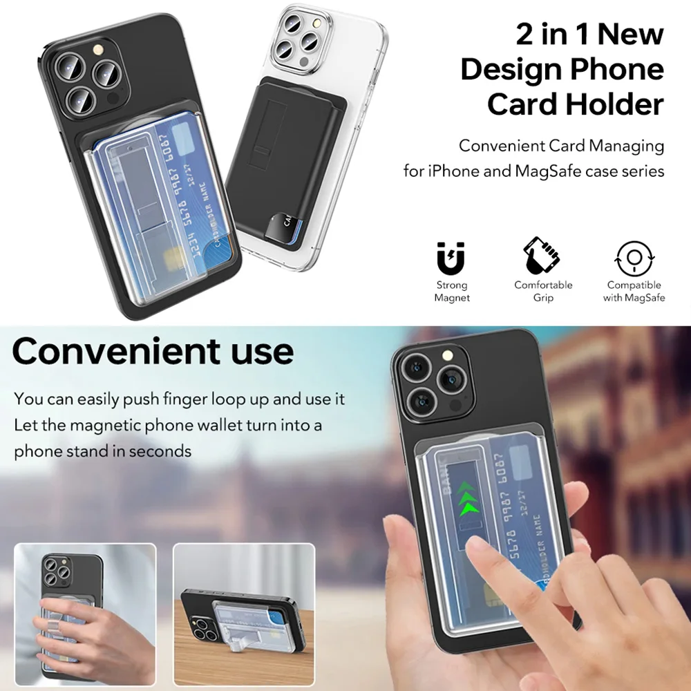 Magnetic Wallet  For Magsafe for iPhone 15 14 13 with Grip Card Wallet Holder Phone For 99% Phone With Phone Stand Bag Accessori