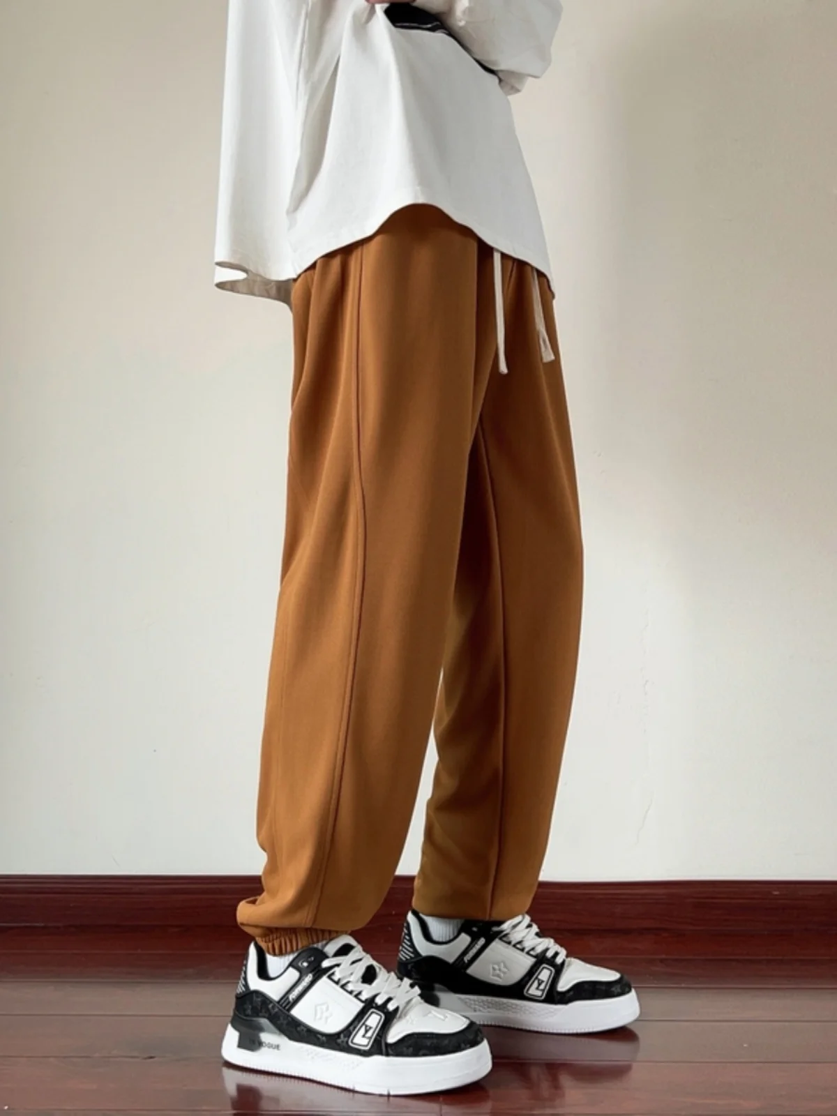 

Men's Spor Casual Loose Fit Long Trousers Autumn Winter Heavyweight Trendy Wide Leg Sweatpants Youthful Sle Polyester Fiber