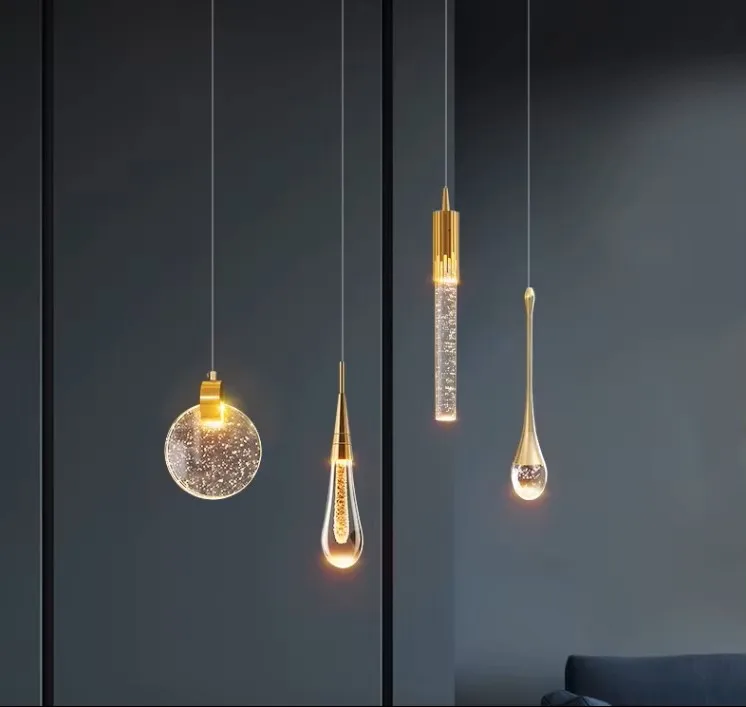 Water Drop Bubble Crystal Pendant Lights Hanging Lamp Chandelier LED Ceiling Light for Bedroom Dining Room 6W