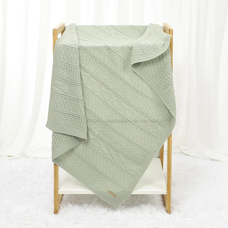 Infant Baby Blanket Knitted Newborn Kid Bed Plaid 100*80CM Quilt Solid Toddler Girl Boy Stroller Swaddling Super Soft Breathable