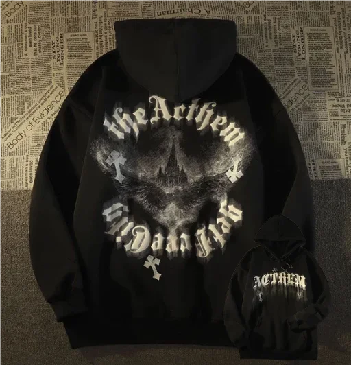 

Vintage Vintage Trendy Brand Autumn and Winter Men's Hooded Sweater Cotton Printed Men's and Women's Printed Cotton Long Sleeves