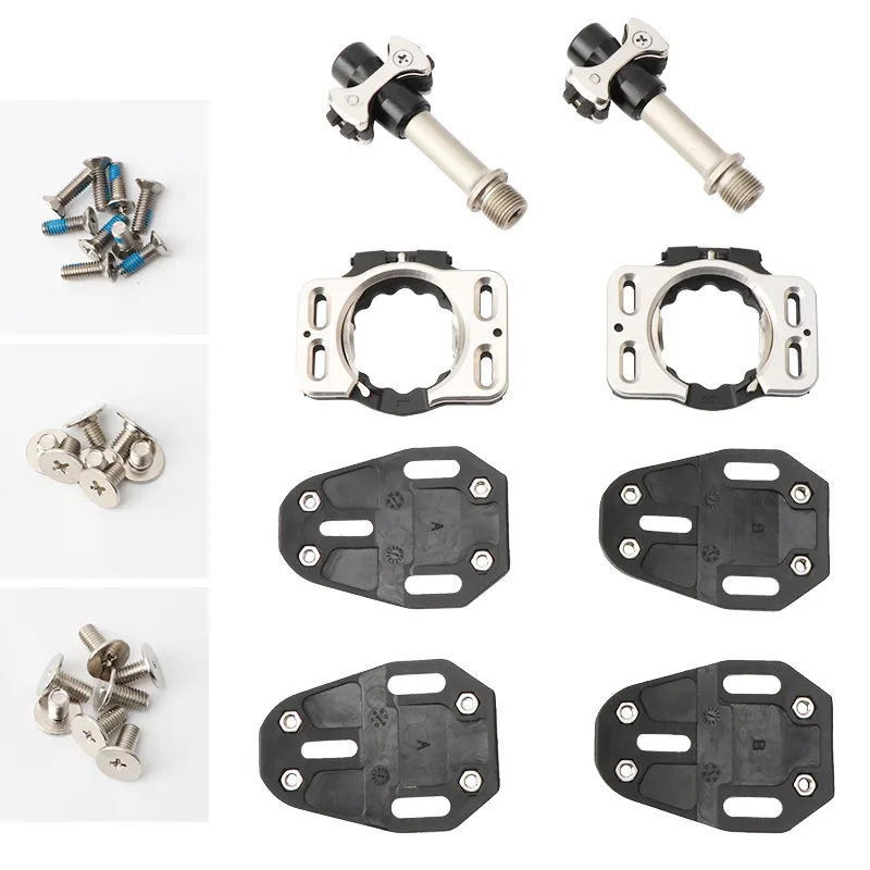 Titanium alloy lock pedal road lock shoe card pedal three Peilin bicycle lollipop self-locking pedal with locking plate