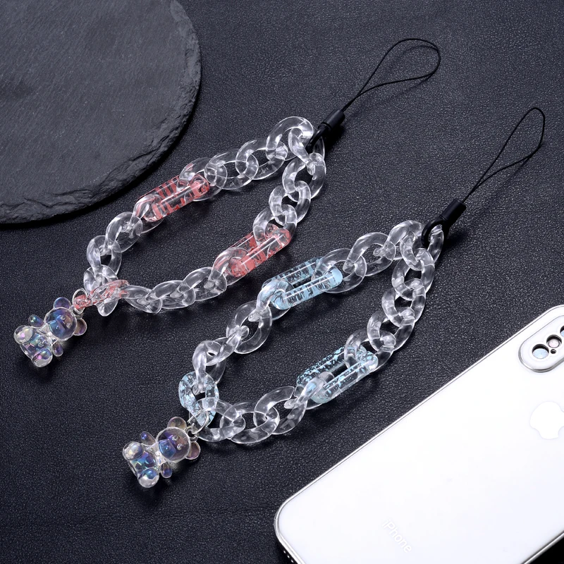 Acryl Telefon Kette Karabinerverschluss Bär Anhänger Handy Ketten Anti-Verloren Lanyard Frauen Schmuck Zubehör 2022 Neue