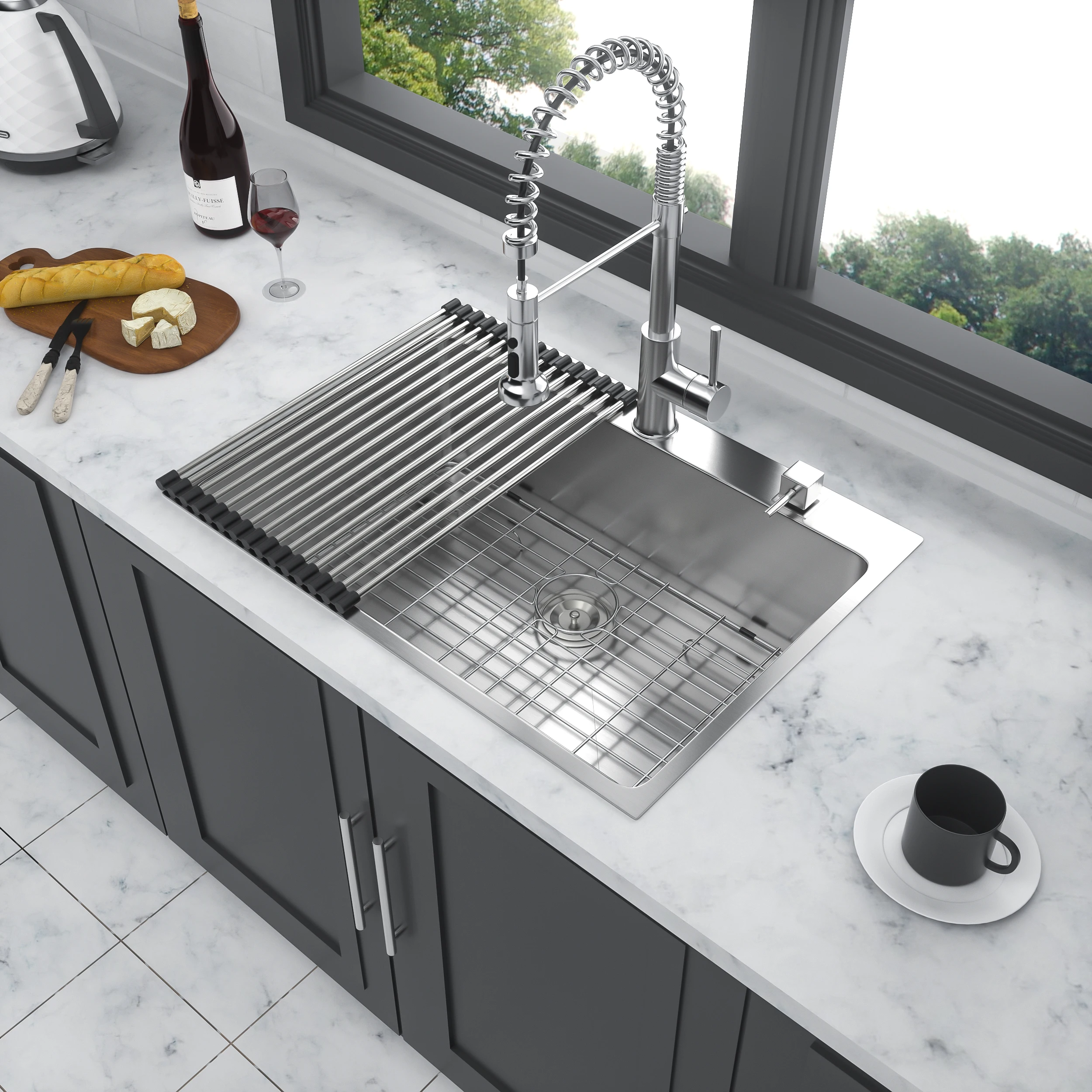 Stainless Steel Drop In Kitchen Sink - 25 Inch Drop-in Topmount Sinks 16 Gauge R10 Tight Radius Deep Single Bowl 25