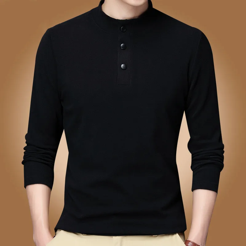 

Men's Long Sleeve Thermal T-Shirt Casual Fashionable High End Base Layer Shirt Korean Style Warmth Full Zipper round Neck Design