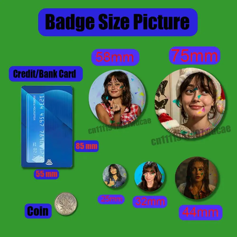 For Ella Purnell British Actress Badge Cover Custom Pin Insignia Emblem Round 32mm Button Hats Laser Film
