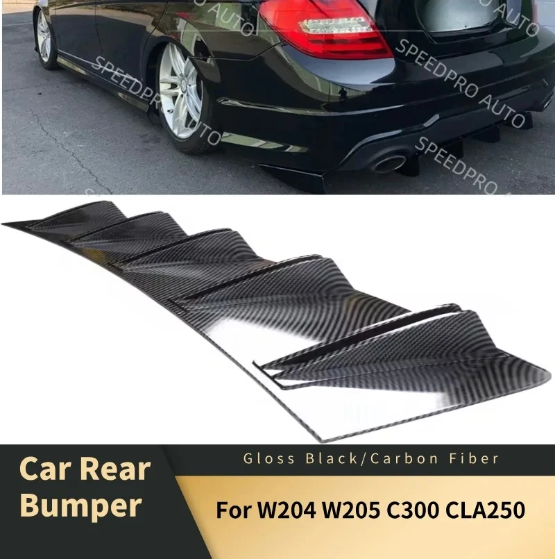 

Для W204 W205 C300 CLA250: Задний диффузор с 5 ребрами, сплиттер-спойлер на бампер, накладка на бампер, аксессуары для кузова автомобиля, карбон, черный