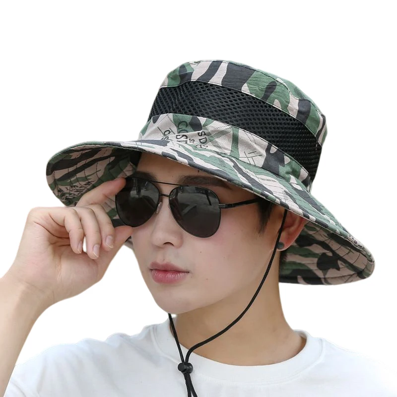 Sun Hats for Men Outdoor Fishing Cap Wide Brim Anti-UV Beach Caps Bucket Hat Summer Hiking Camping