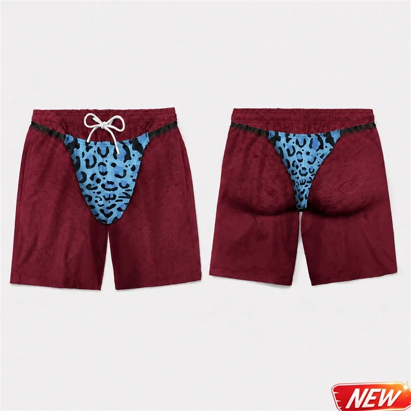 Lustige Badehose für Männer 3D-Druck Leopardenmuster Kunstleder Sommer Urlaub Strandshorts Hawaiianisches Reisegeschenk für Männer Surfbrettshorts – Detail 16