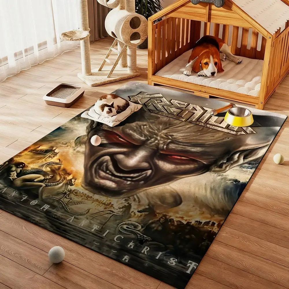 

Heavy Rock Band-K-Kreators Floor Mat Diatom Bath Mat Absorbent Quick Dry Non-Slip TPR Backing Soft Plush Draining Rugs
