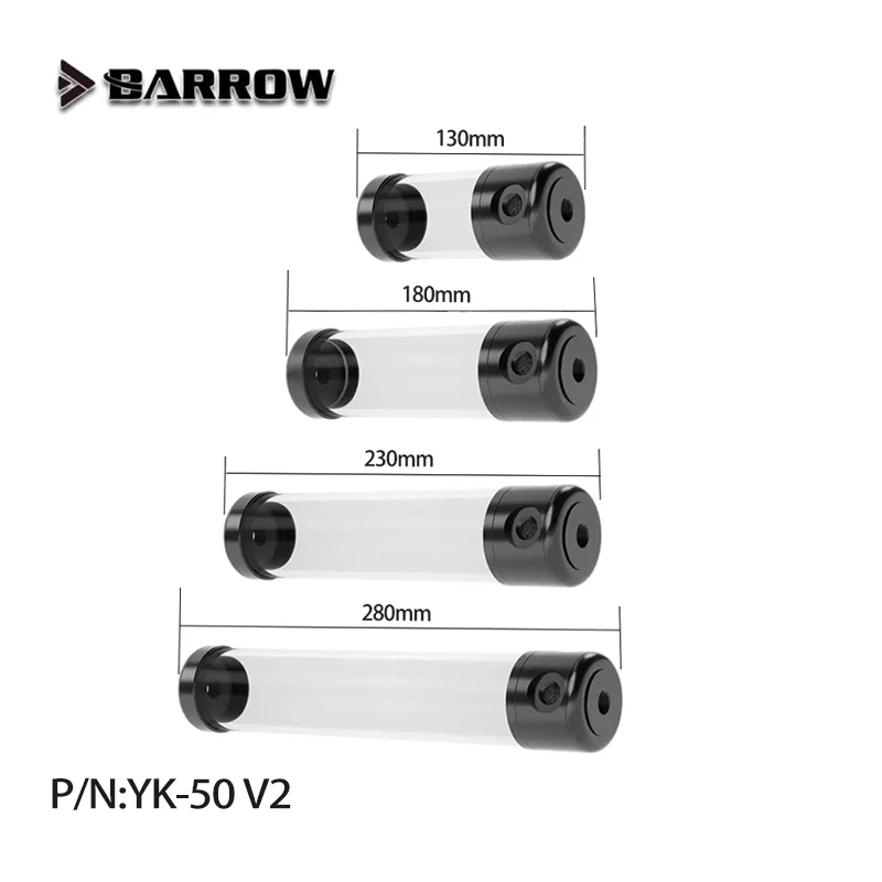 

Длина BARROW (130-180-230-280 мм) Цилиндрический цилиндр диаметром 50 мм Полый R Бак охлаждающей жидкости POM + PMMA Черная крышка YK-50 V2
