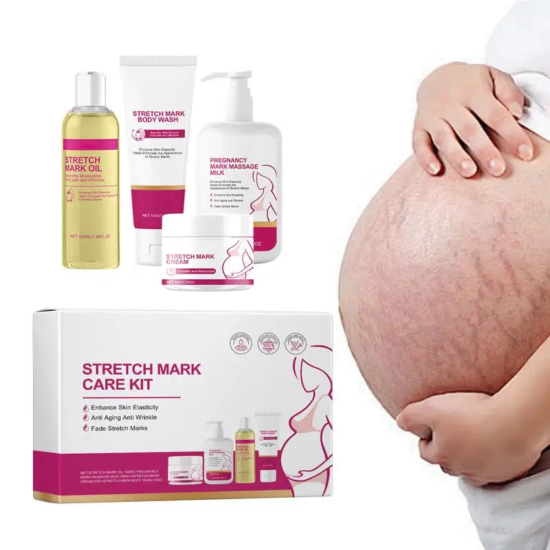 Stretch Mark Oil Pregnancy Skin Care Kit Stretch Care Kit Includes Shower Gel Skin Care Oil Massage Cream And Body Lotion For