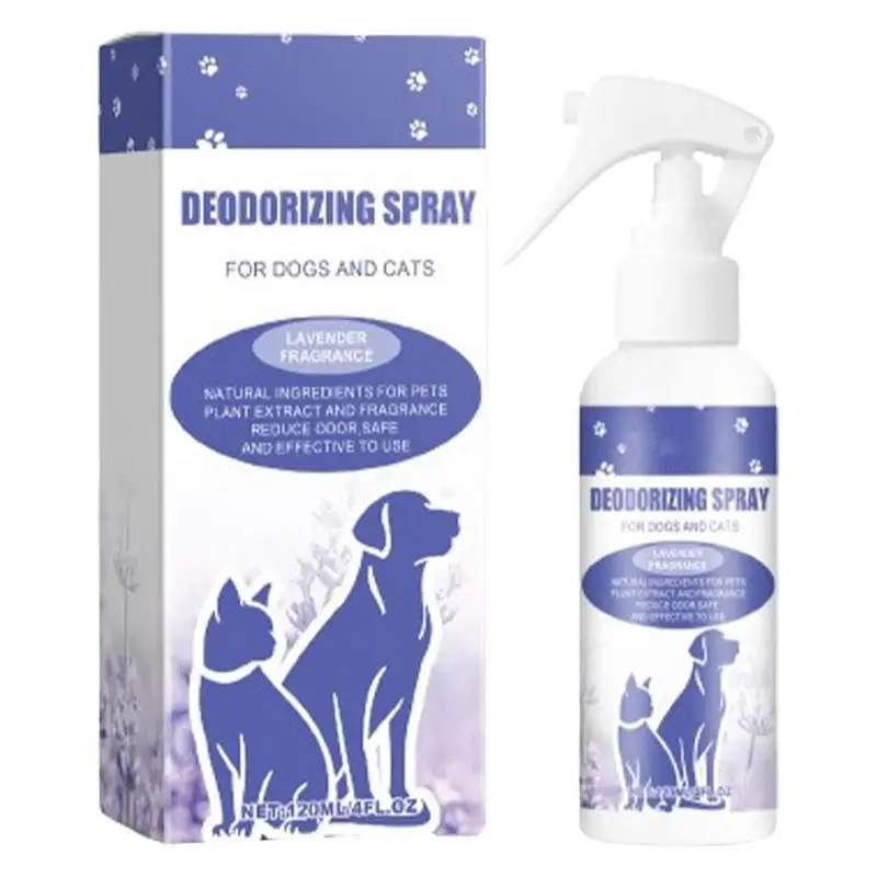 Pet Deodorizer Spray For Dogs 120ml Pet Deodorizer Spray With Lavender Scent Long-Lasting Dog Freshener Cat Deodorizing Spray