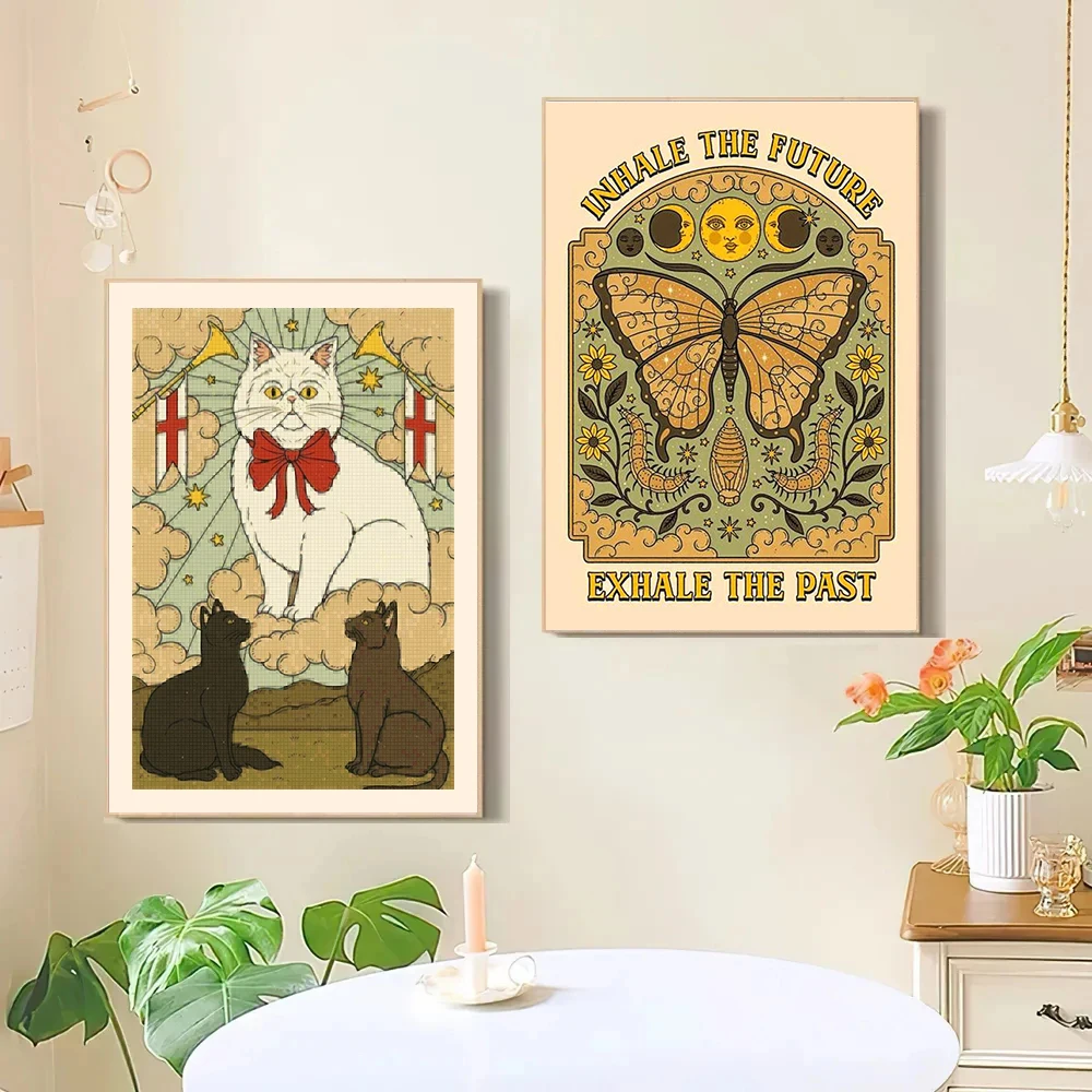 Cartoon Raccoon Cat Diamond Painting Tarot Retro Poster Full Of Diamonds DIY Mosaic Embroidery Handmade New Product Promotion