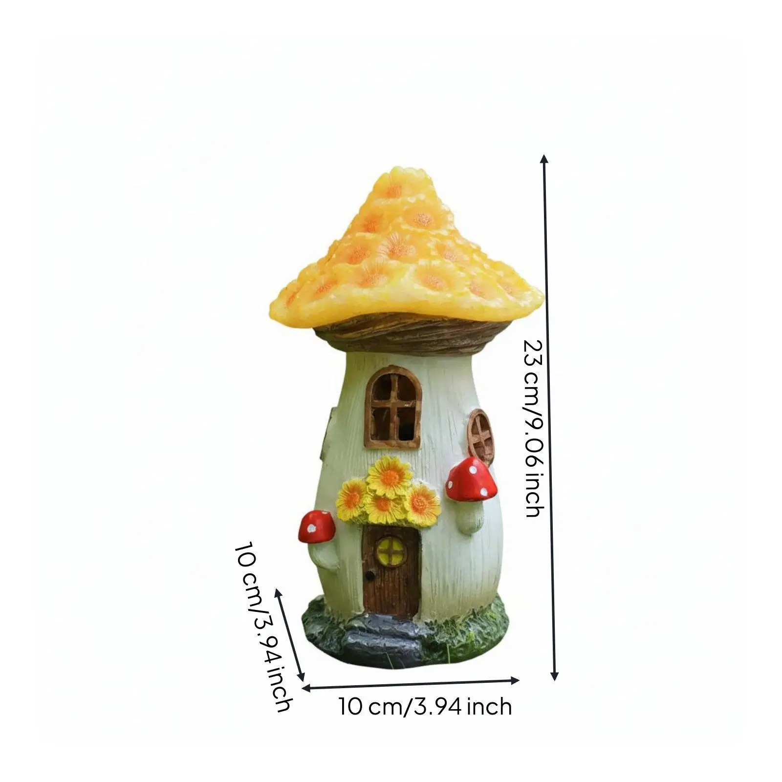 Solar Resin House Figurine Garden Light Outdoor Mushroom Lantern Decor for Pathway Patio Fairy Garden Illumination