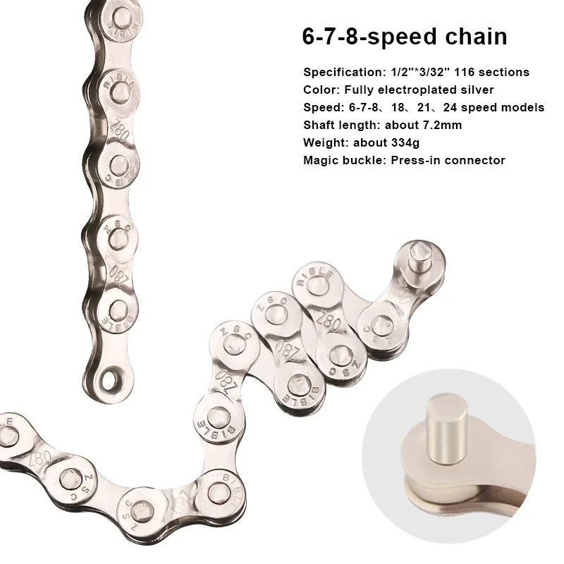 Bicycle Chain 6 7 8 9 10 11 12 Speed Road Mountain Bike Chain High Strength Road MTB Current 6/7/8/9/10/11/12V Bike Current