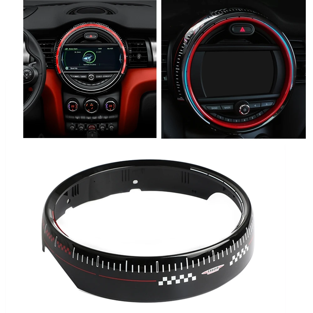 Front Center Control Screen Exterior Surrounding Ring Cover Round Frame Trim Bezel For MINI Cooper F55 F56 F57 2014-2022