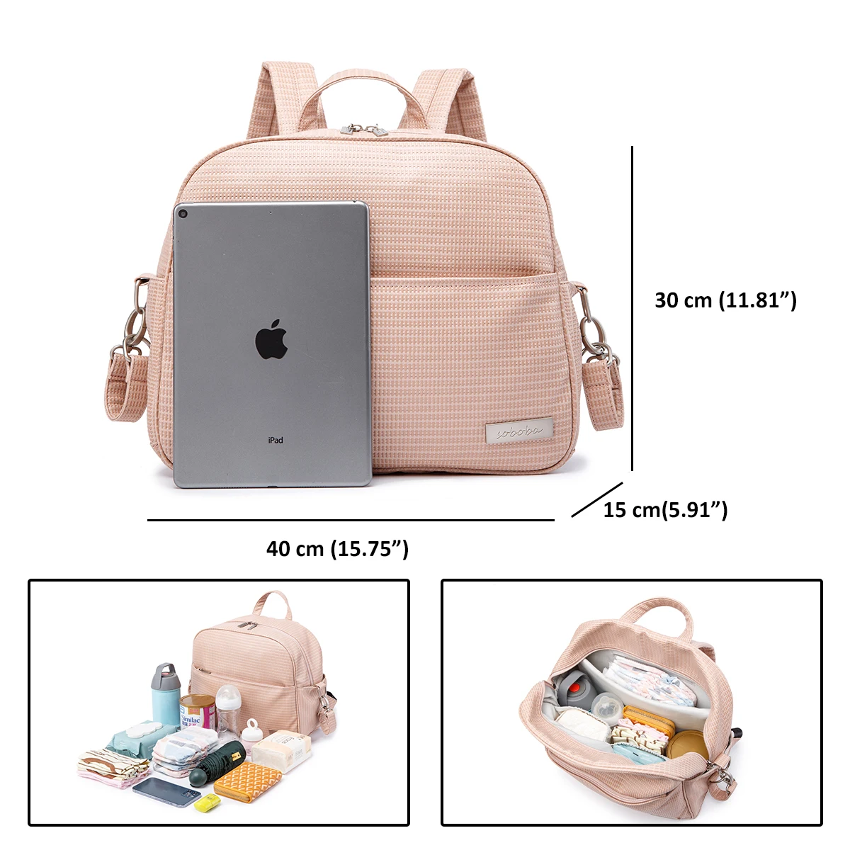 حقائب ظهر أنيقة لحفاضات الأم من سوبوبا، سعة كبيرة، حقيبة حفاضات من القماش البيئي المقاوم للماء لحقيبة الحفاضات العصرية للأم