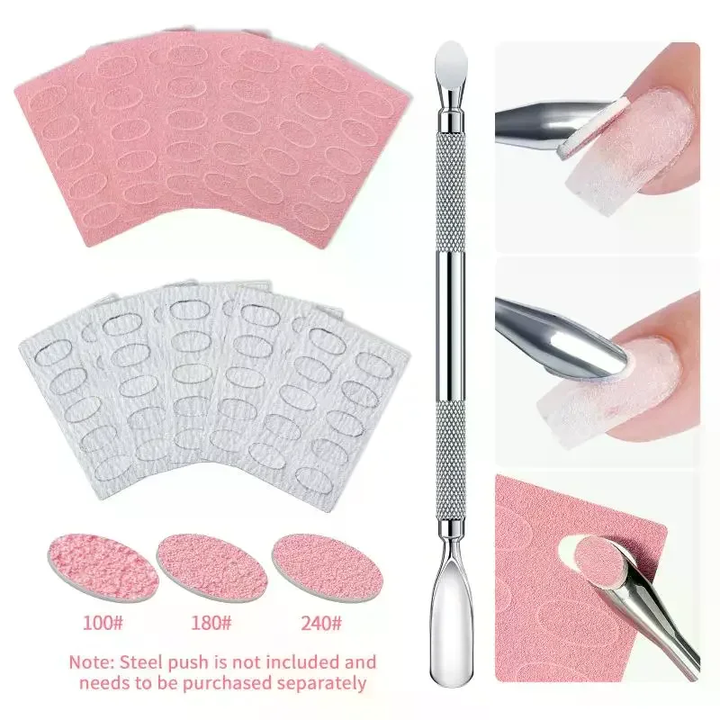 5/10Sheet Nail Cuticle Pusher Self-adhesive Sand 100#180#240# Flake File Trimming Nails Pre Polishing Sandpaper Set ManicureTool