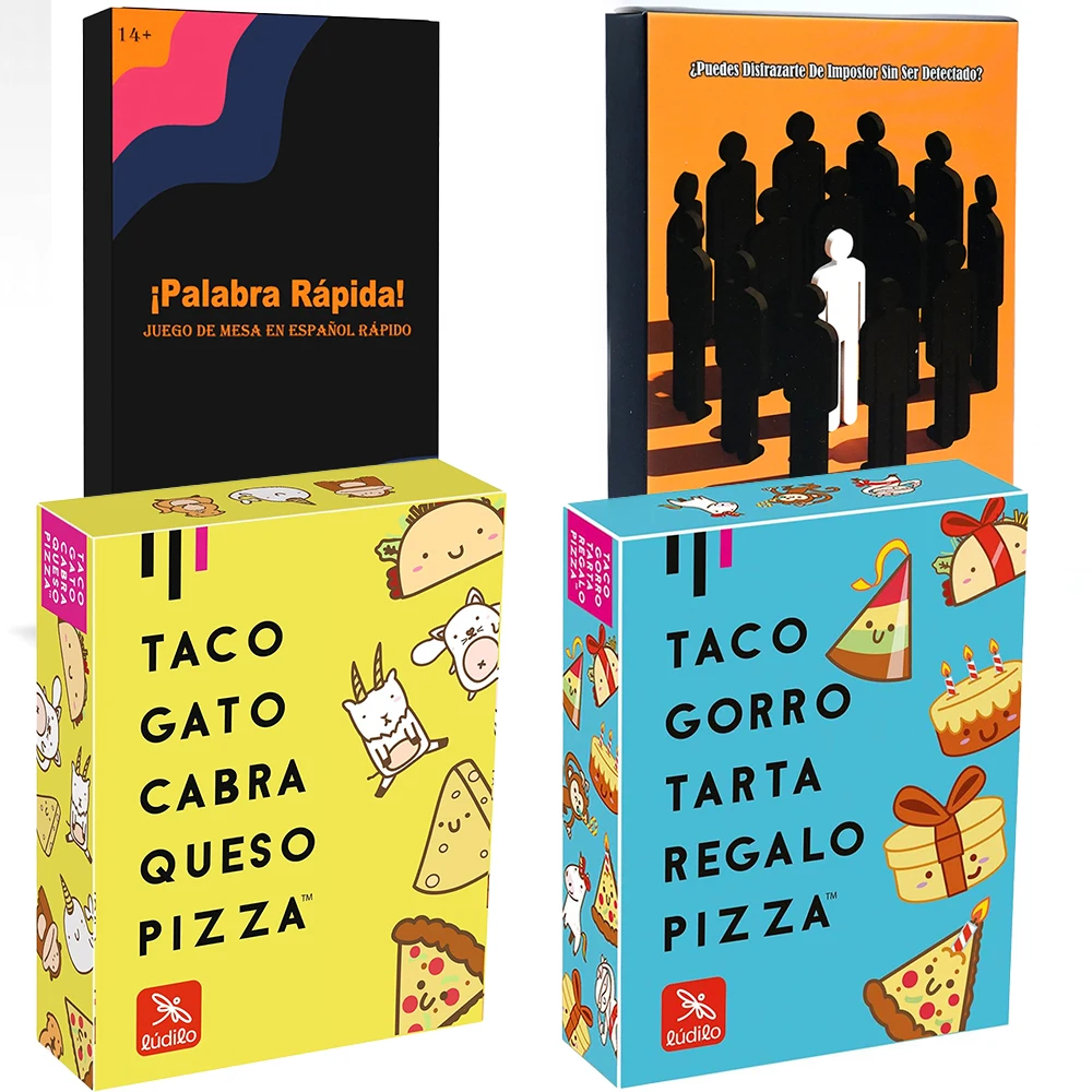 Juego de Mesa Taco Gato Cabra Queso Pizza, Juego de Cartas Taco Gorro Tarta Regalo Pizza, Juegos de Pareja en Español