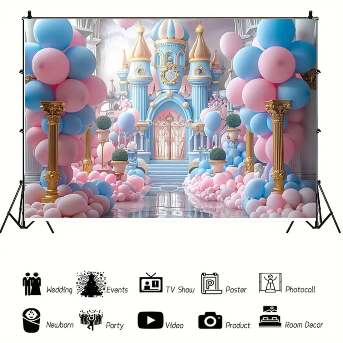 Flower Fairy Tale Rainbow Castle Theme Dream Princess Birthday Party Background Decoration Girl Baby Bath Photography Background