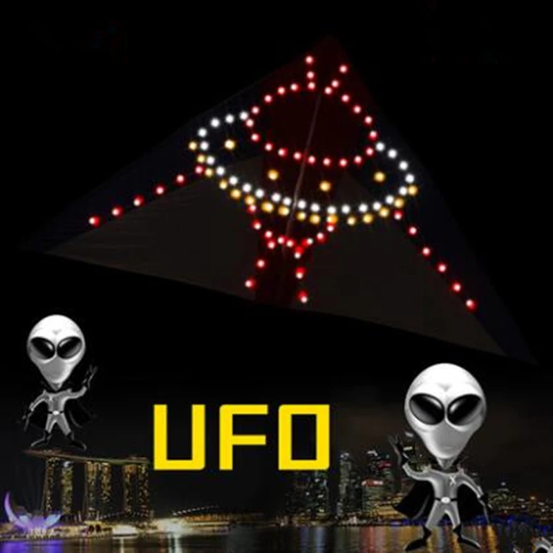 

free shipping UFO coming led kite 6sqm 520p led lamp night flying delta kite vlieger fun toy flux battery outdoor game kite door