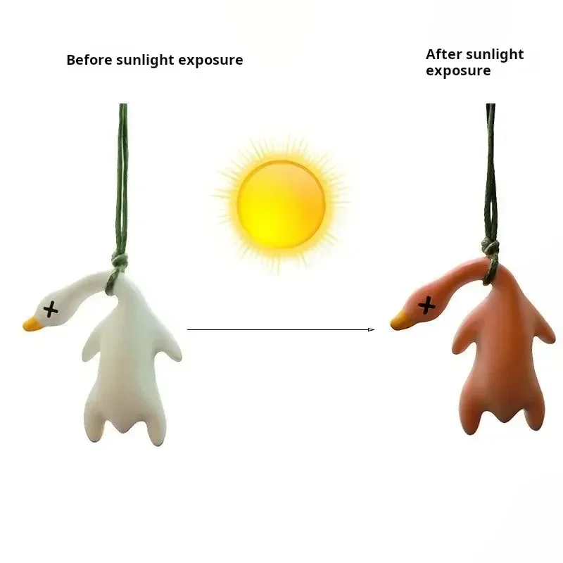 1PCS Color Changing Duck Hang Roasted Duck Pendants Swing Duck Temperature-Sensing Color Change Ducks Car Interior Decoration