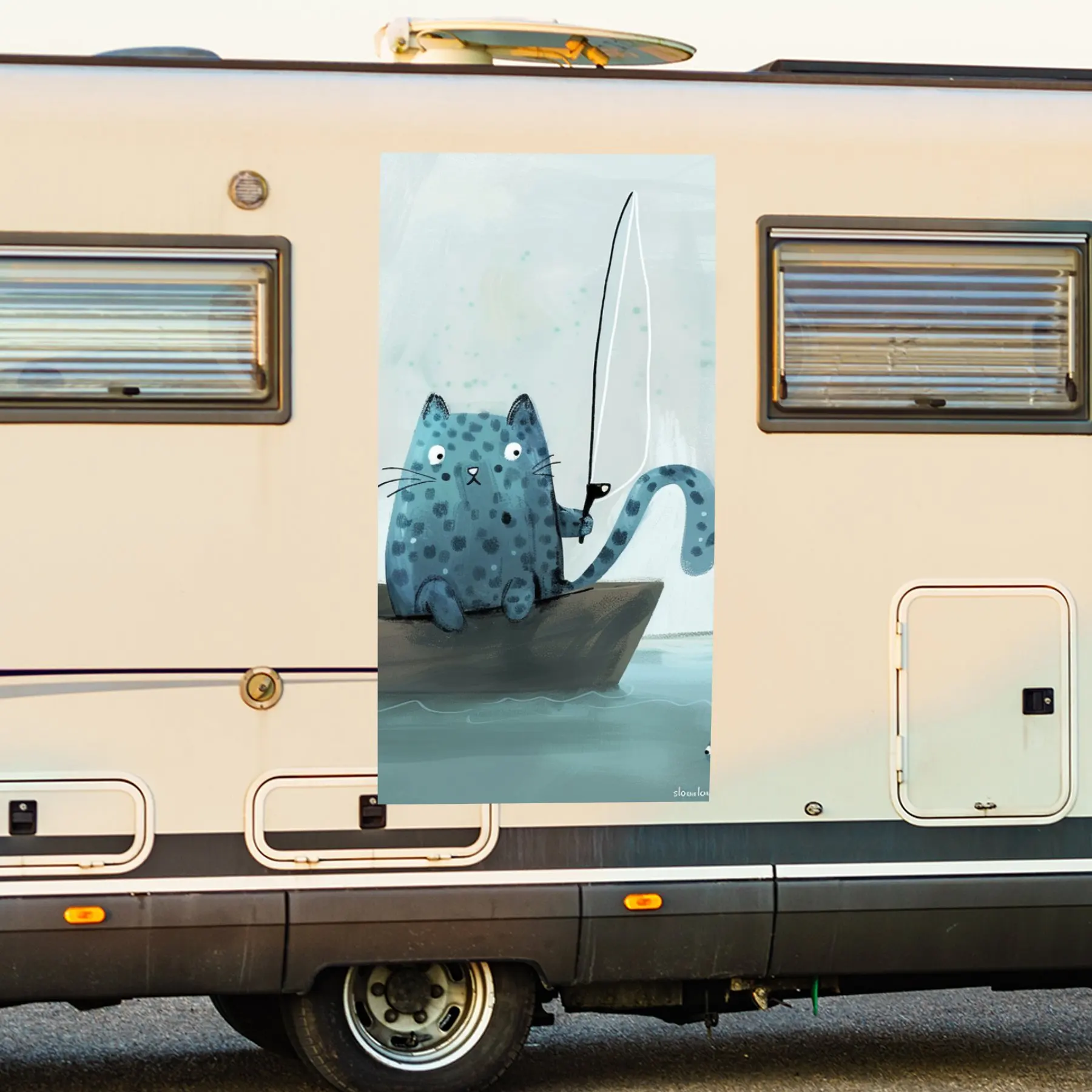 

Наклейка на автомобиль с милым котом для рыбалки, виниловые обертывания для дома с мотором для украшения и защиты - водонепроницаемая самоклеящаяся виниловая наклейка, сделано f