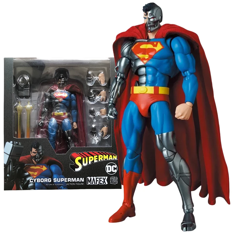 Original MAFEX No.164 RETURN OF SUPERMAN Mechanical Superman Action Figures Cyborg Superman Model Toy Gift