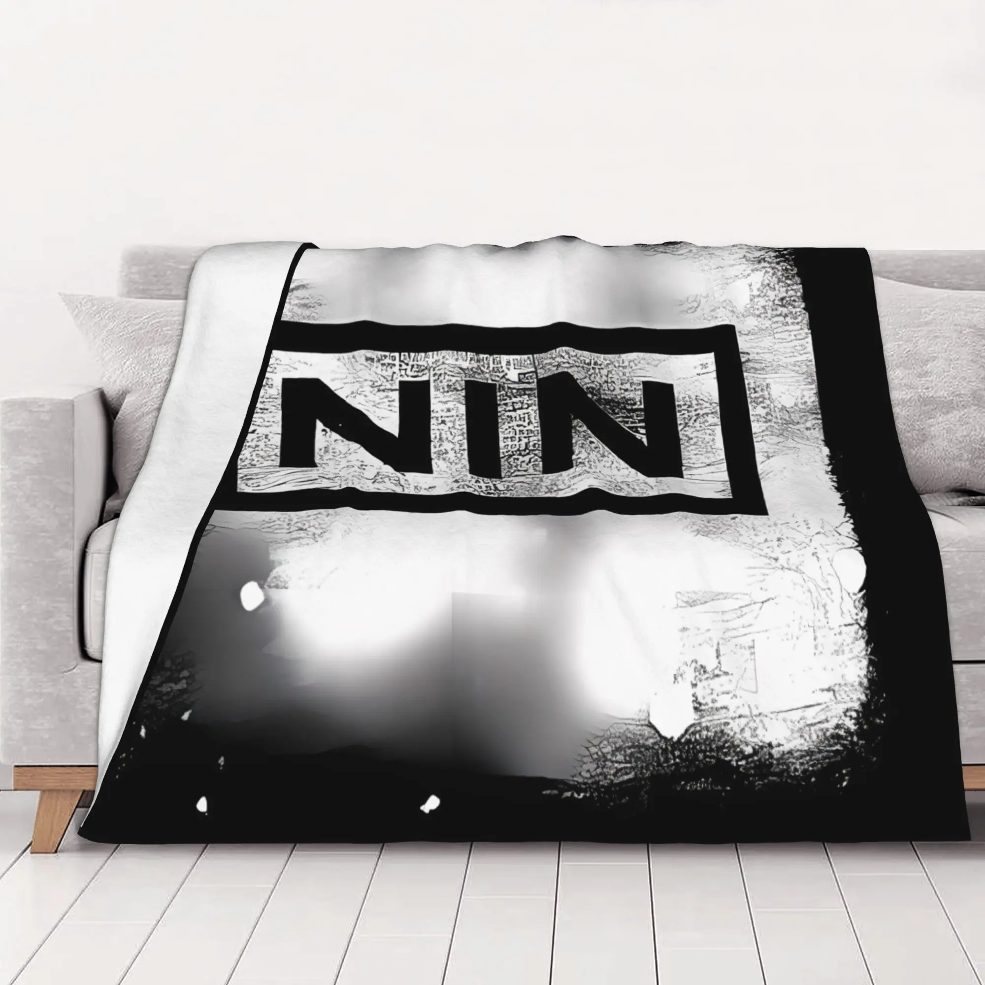 1PC Of Vertical Sign N1N Nine Inch Nails NIN home room decorations Winter Blankets for Adults Bedding Home Interior Sofa Knee