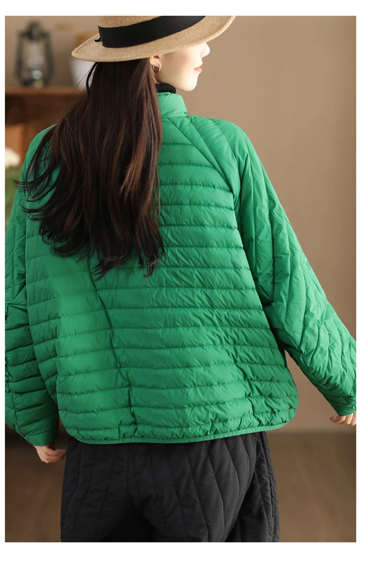 Schinteon Women Ultralight White Duck Down Jacket Over Size Loose Casual Autumn Winter Outwear Vintage Coat 2026 New