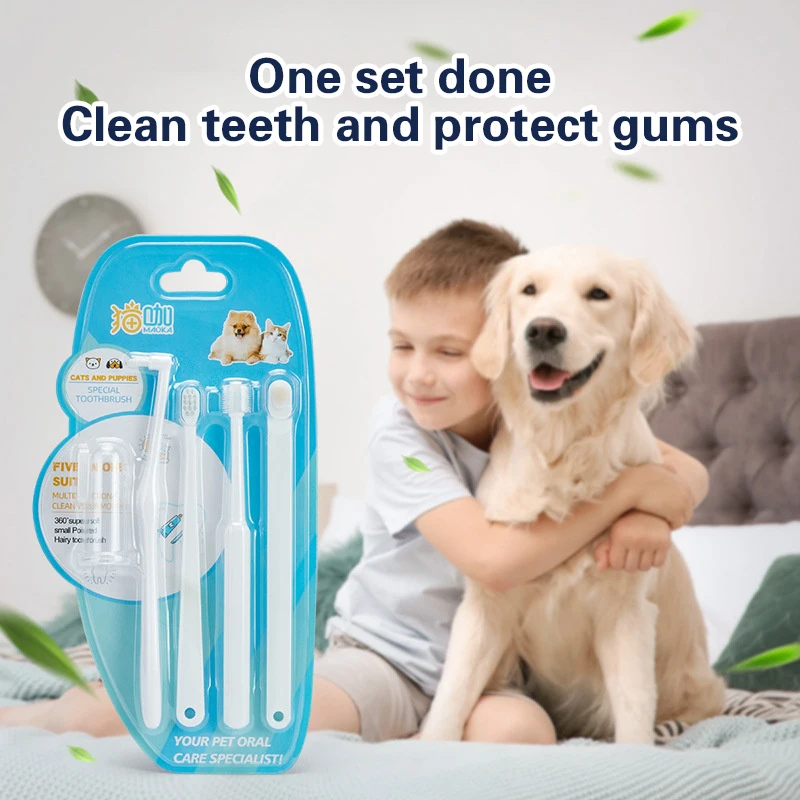 

1Set Dog Tooth Brush Cat Toothbrush Set Small Dog Cat Tooth Cleaning Products Pet Brushing Improve Bad Breath Tools Pet Supplies