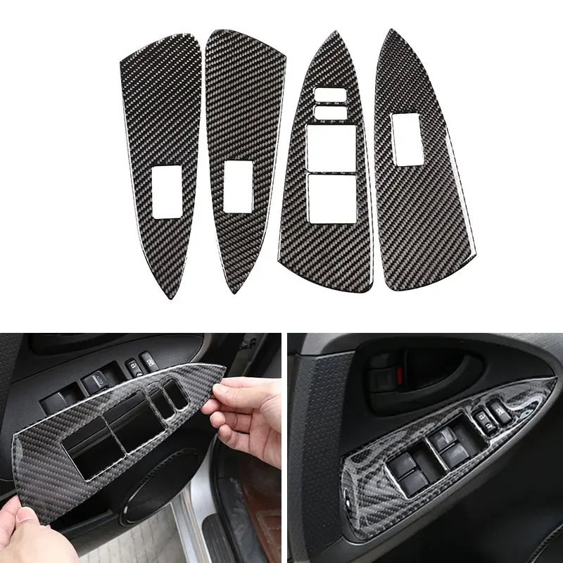 

Car Soft Carbon Fiber Door Armrest Panel Window Lift Switch Frame Cover Trim For Toyota Rav4 RAV 4 2006 - 2009 2010 2011 2012