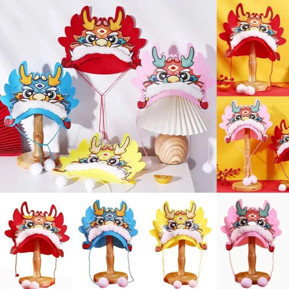 Hand Assembly Chinese New Year Hat Chinese Style Hand Craft Cartoon Dragon Hat Auspicious Holiday Diy Non-woven Dragon Hat