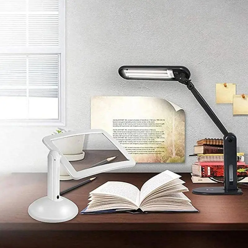 Imagem -02 - Grande Livro Magnifier com Suporte Giratório Portátil Led Screen Viewing Magnifier para Leitura Mãos-livres Mãos-livres